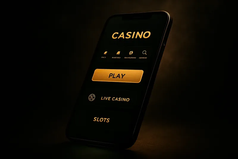 Modern smartphone showing dark-themed casino app with green accent buttons